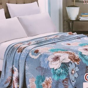 Blue Floral MicroPlush Velvet Throw Blanket